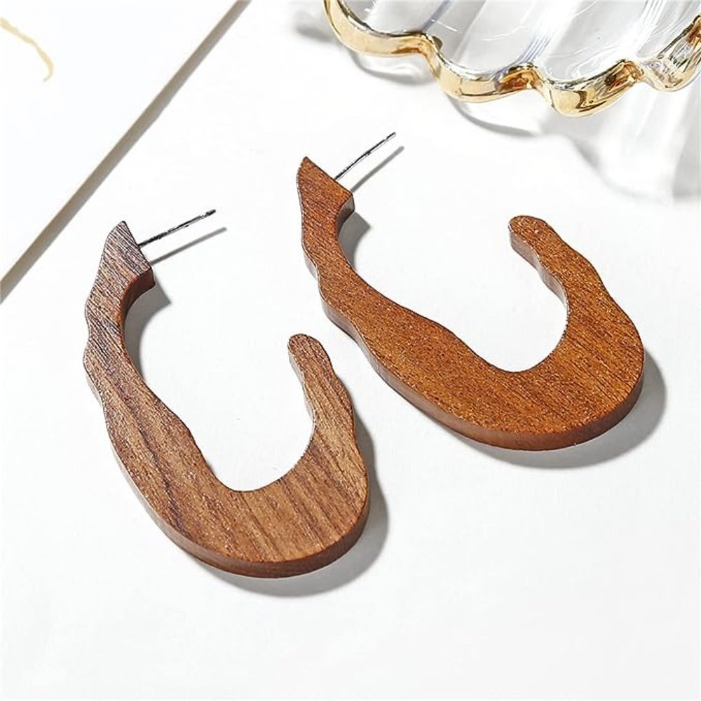 Anthro Natural Wooden Earrings - Picture 6 of 6
